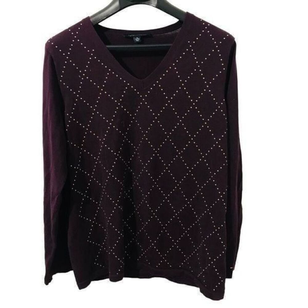 Tommy Hilfiger Purple Women’s sweater diamond pattern size XL. S181